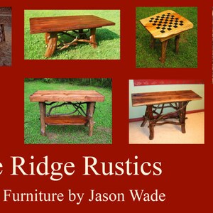 Rustic Tree Trunk Wood Handmade Coffee Cocktail Table Log Cabin Furniture Black Walnut by J. Wade FREE SHIPPING red pine image 4