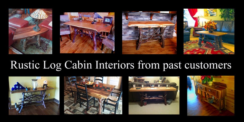 Rustic Hardwood Calico Dining Table Log Cabin Adirondack Furniture by J. Wade, image 5