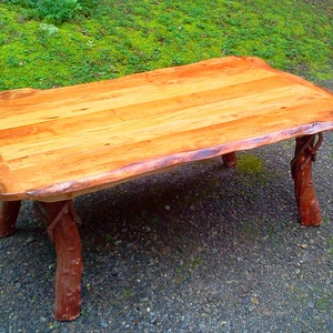 Rustic Hardwood Calico Dining Table Log Cabin Adirondack Furniture by J. Wade, image 3