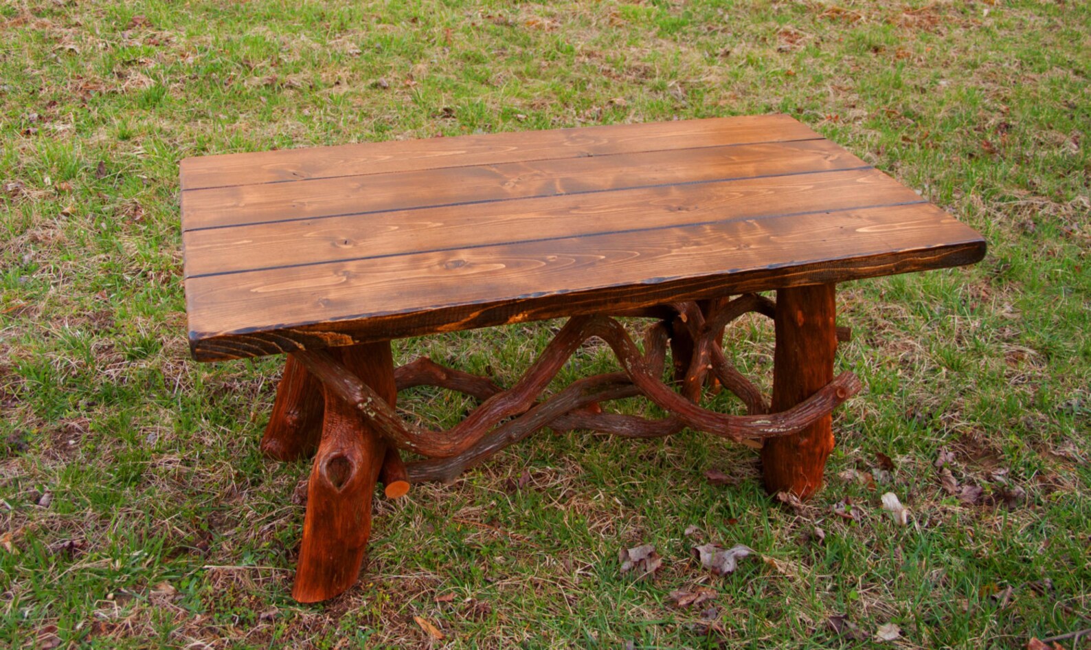 Rustic Handmade Coffee Table and End Table Set Log Cabin Adirondack