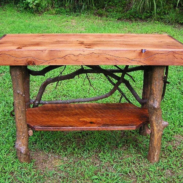 Rustic Table Tree Trunk Console Entry Handmade Primitive Sofa Log Cabin Furniture FREE SHIPPING