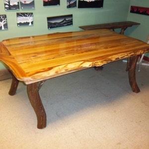 Rustic Hardwood Calico Dining Table Log Cabin Adirondack Furniture by J. Wade, image 1
