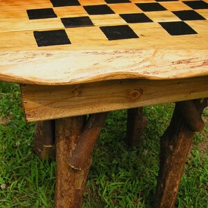 Rustic Wood Handmade Checker Chess Game Table Log Cabin Furniture by J. Wade FREE SHIPPING image 2