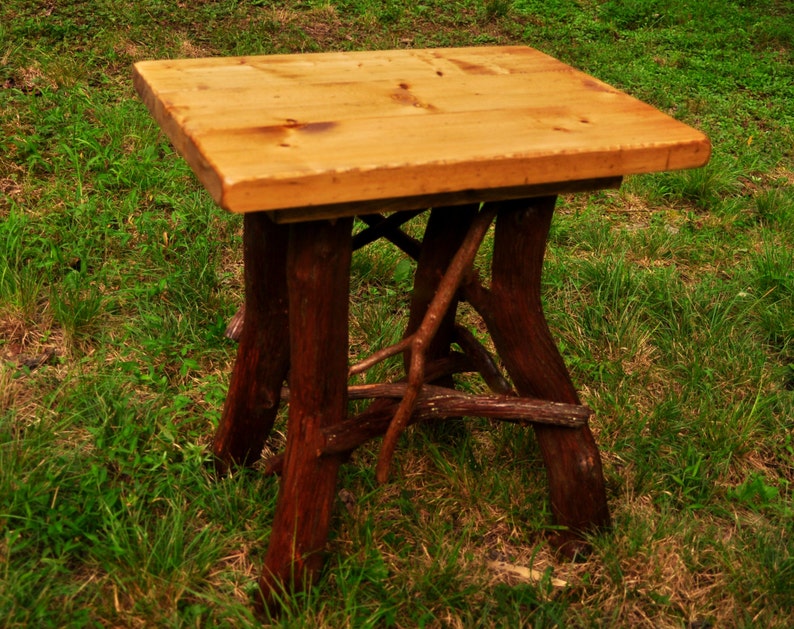 Rustic Wood Handmade End Side Table Log Cabin Furniture by J. Etsy