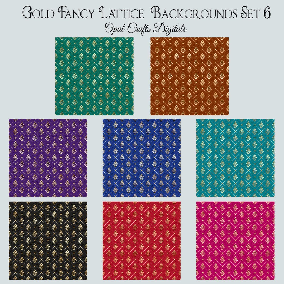 Pattern Fancy Paper Gold Fancy Lattice Patterned Background Papers Set 6 - Printable ...