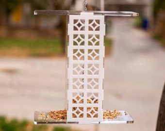 Bird Feeder / Breeze Block Pattern / Acrylic