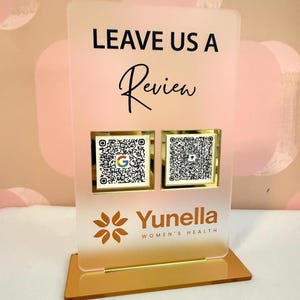 QR Code Display Sign, Google Business Review, QR Code Plaque, Two Code, SIZE 7.1 x 4.4 nfc tap tag, ships from usa