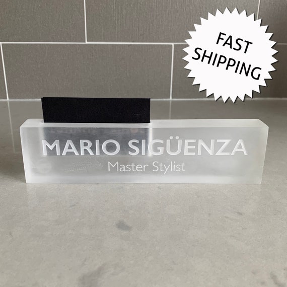 Acrylic Name Plate Business Card Holder Desk Custom Name Etsy