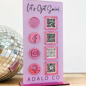 Acrylic QR Code Display Sign: Social Media, Four Codes (4.5x9) - Etsy