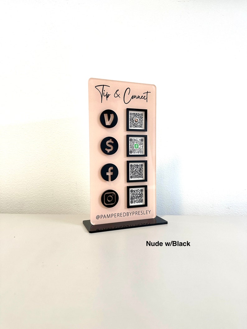 QR Code Display Sign, Social Media, Google Review, Scan to Pay, 4 Codes bild 5
