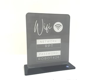 QR Code Wifi Sign: Acrylic Network Password Display (4.4 x 5.3)