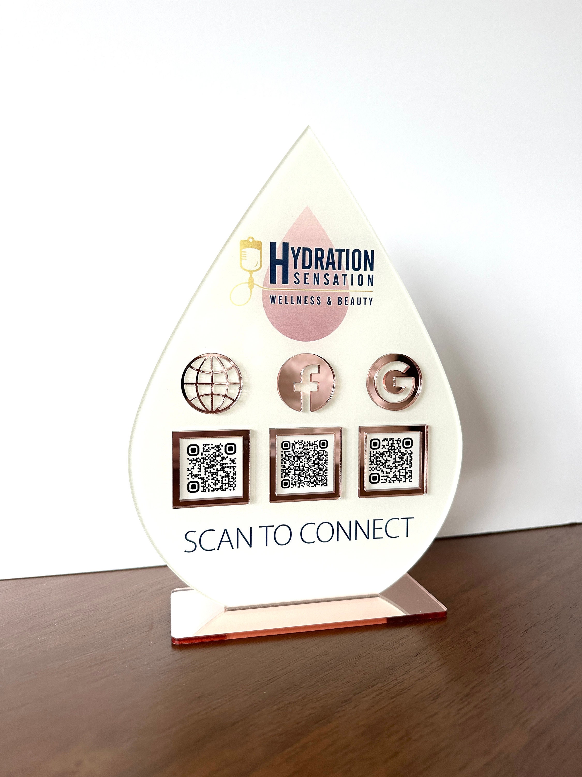 Acrylic QR Code Display Sign, Social Media, Three Codes (9.4 X 13 ...