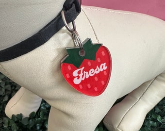 Strawberry Dog tag - Keychain - Pet Id Tag - dog Id tag - Personalized Pet/Dog tag - Custom Pet ID Tag - Pet Accessories - Dog Collar Tag