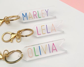 Name Keychain, Engraved Bag Tag, Zipper Pulls, Back to School, ID Tag, Name Tag, Sports Bag Tag, Backpack, Gym Bag, Dance Bag