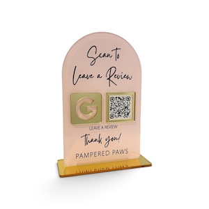 QR Code Sign, Social Media Display, Google Review, Arched Acrylic (4.5x7 inches)
