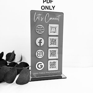 QR Code Display Sign, Social Media, Google Review, Scan to Pay, 4 Codes PDF ONLY
