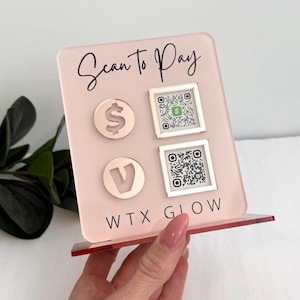 QR Code Sign Acrylic, Let’s Get Social, Social Media Sign, Two Codes, SIZE 4.25 x 5.25