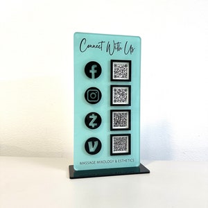 QR Code Display Sign Acrylic, 4 Codes, Quadruple Code Sign, SIZE 4.5x9 ...