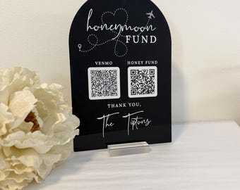 Honeymoon Sign Fund QR Code Sign, Wedding Gift Table