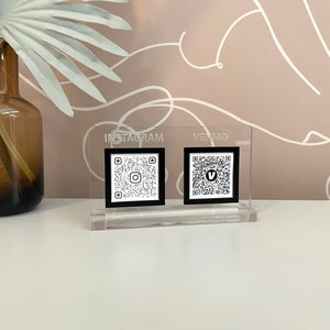 QR Code Sign MINI / Social Media Sign Single with 1 to 4 codes / SIZE Each sign is 2 inches tall and between 2 and 8 inch wide