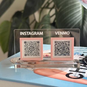 QR Code Sign MINI / Social Media Sign Single with 1 to 4 codes / SIZE Each sign is 2 inches tall and between 2 and 8 inch wide
