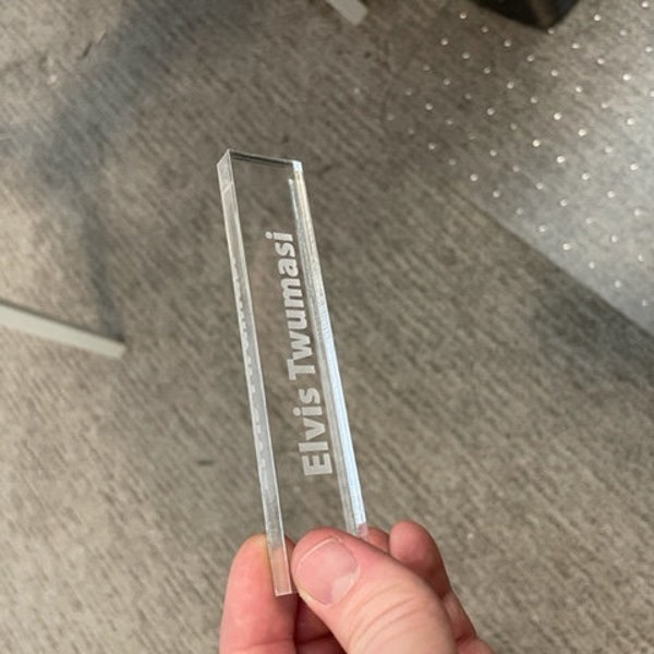 Laser Engraved Acrylic Name Plate, 5x1 Inch, Mini Watermark