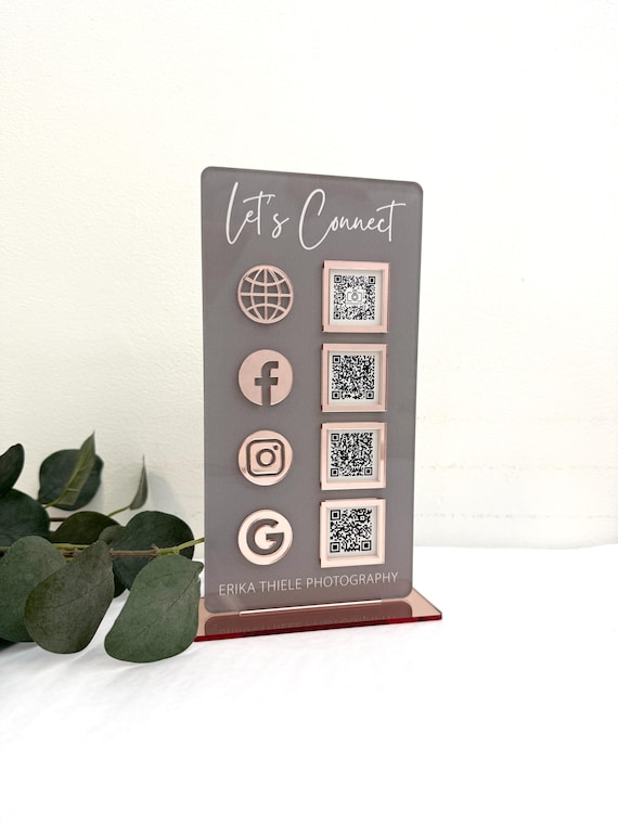 Acrylic QR Code Display Sign: Social Media, Google Review, Scan to Pay