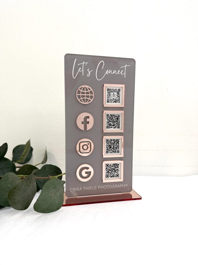 QR Code Display Sign, Social Media, Google Review, Scan to Pay, 4 Codes bild 1
