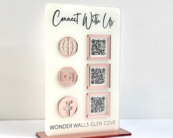 QR Code / 3 Codes / Social Media Sign / QR Code Sign / SIZE 4.5 x 7 inches