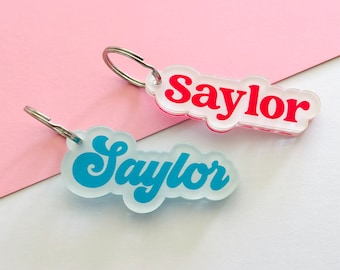 Name Keychain, Bag Tag, Zipper Pulls, Back to School, ID Tag, Name Tag, Sports Bag Tag, Backpack, Gym Bag, Dance Bag
