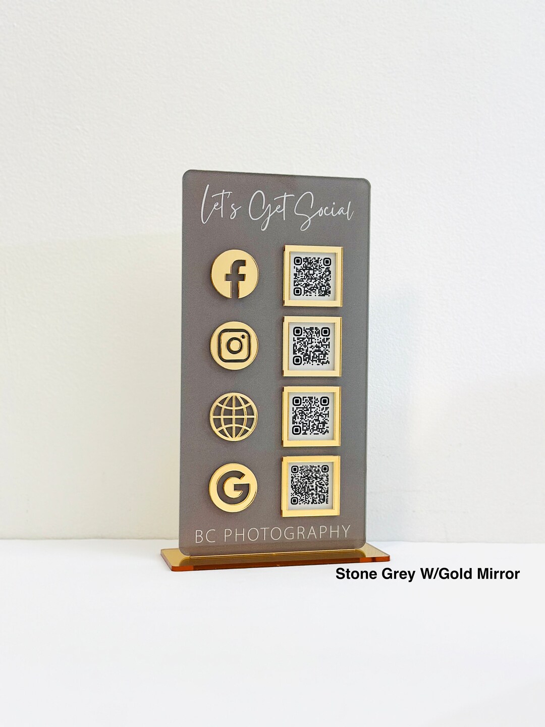 QR Code Display Sign Acrylic, Let’s Get Social, Social Media Sign, Four ...