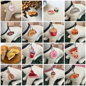 Custom Pet Tag for Dogs and Cats | Personalized Food Pet ID Tag Acrylic | Name Tag for Kitten Puppy | Fair Foods | Fast Food | Sweet Treats