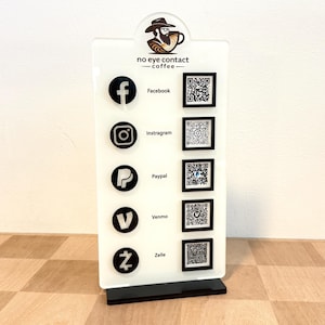 QR Code Social Media Sign with Logo, 5 codes
