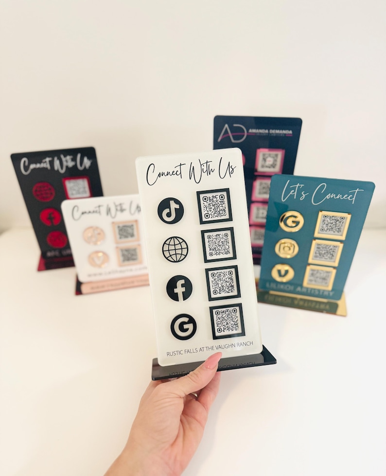 QR Code Display Sign, Social Media, Google Review, Scan to Pay, 4 Codes bild 9
