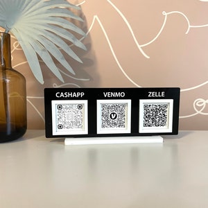 QR Code Sign MINI / Colored Acrylic  / Social Media Sign Single with 1 to 4 codes / Each sign is 2 inches tall and between 2 and 8 inch wide