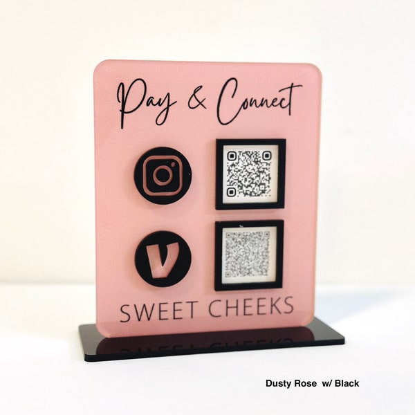 QR Code Display Sign Acrylic, Two Code, Hair Dresser Sign, Social Media Sign, SIZE 4.25 x 5.25