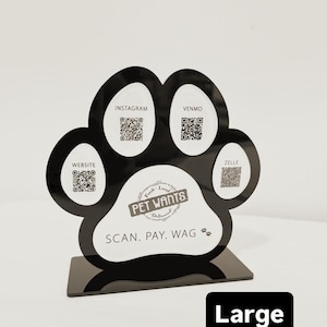 LARGE Paw Shaped QR Code Sign with Four QR codes