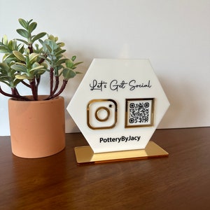 Acrylic QR Code Sign: Social Media Display, Business Sign (5.8 x 5.1)