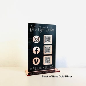 QR Plaque, QR Code Sign, Social Media Sign, 3 Codes, SIZE 4.5 x 7 inches