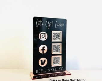 QR Plaque, QR Code Sign, Social Media Sign, 3 Codes, SIZE 4.5 x 7 inches