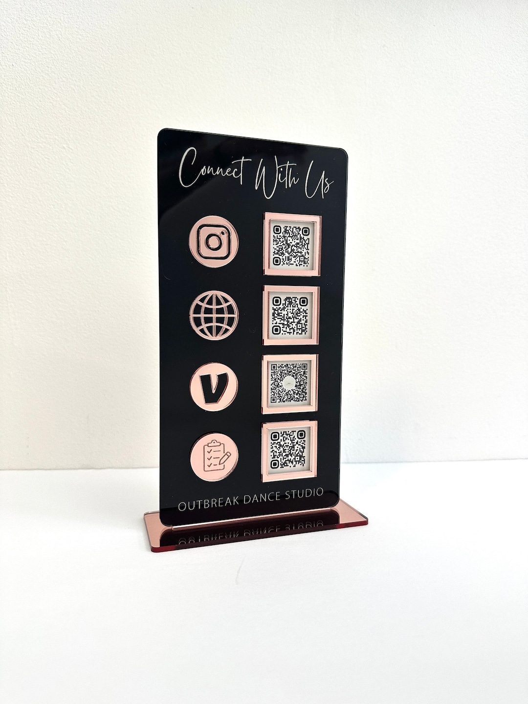 QR Code Display Sign Acrylic, 4 Codes, Quadruple Code Sign, SIZE 4.5x9 ...