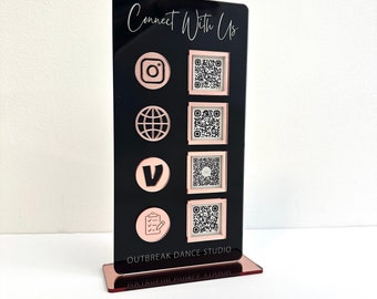 QR Code Display Sign Acrylic, 4 codes, Quadruple Code Sign, SIZE 4.5x9