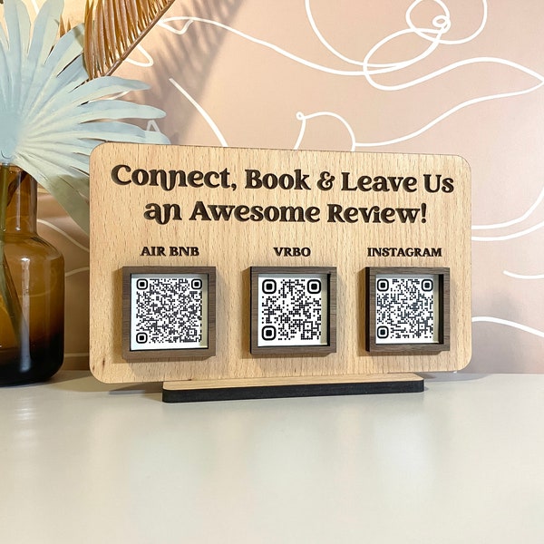 Social Media Sign / Triple Wood  / QR Code Sign