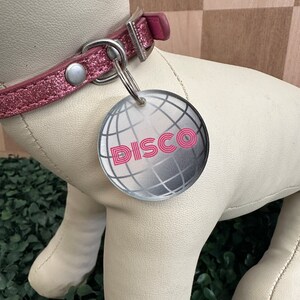 Disco Pet Tag | Pet ID Tag | Custom Pet Tag for Dogs and Cats | Personalized Pet ID Tag | Acrylic Dog Tag Cat Tag