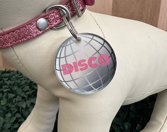 Disco Ball Pet ID Tag: Custom Acrylic Dog and Cat Tag
