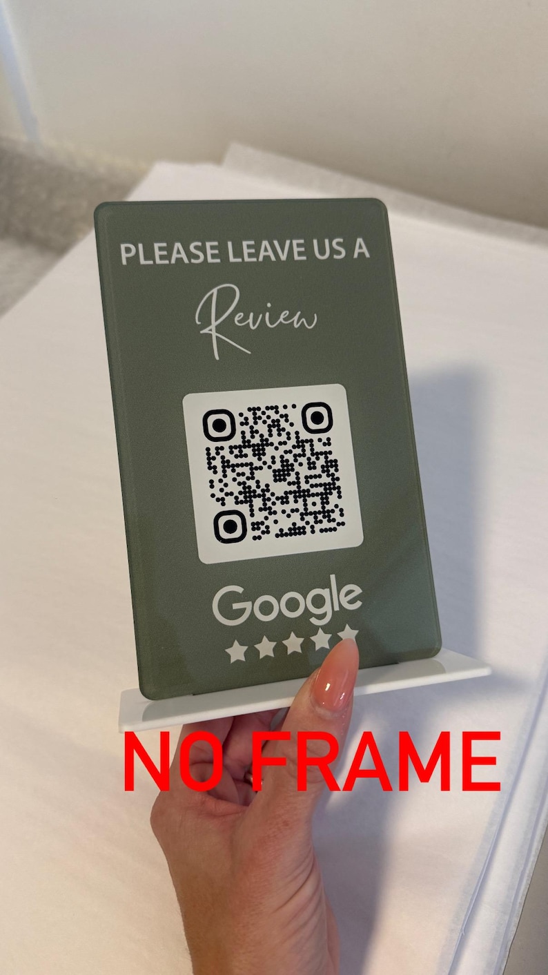 Google Review QR Code Sign: Business Feedback Plaque, NFC Option No Frame around code