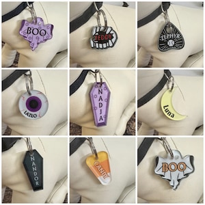 Halloween Pet ID Tag Acrylic | Name Tag for dog or cat | Spooky Pet  | Halloween Collar