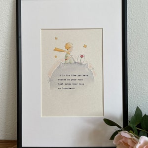 El Principito, Es el tiempo que has perdido en tu rosa, Cita escrita a mano, Decoración del hogar, Decoración de arte de pared, Arte de máquina de escribir, Impresión literaria