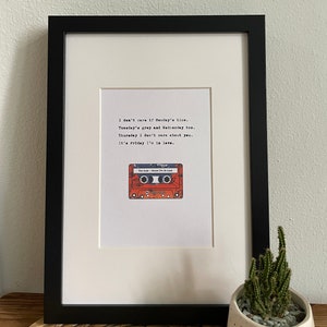 The Cure, Friday I'm in Love Music Song Lyrics, HandTyped Quote, Home Decor, Wall Art Decor, Typewriter Art, Literary Print