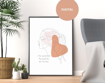 Woman Line Art Print: Bette Midler Quote, Self Care (Digital Download)